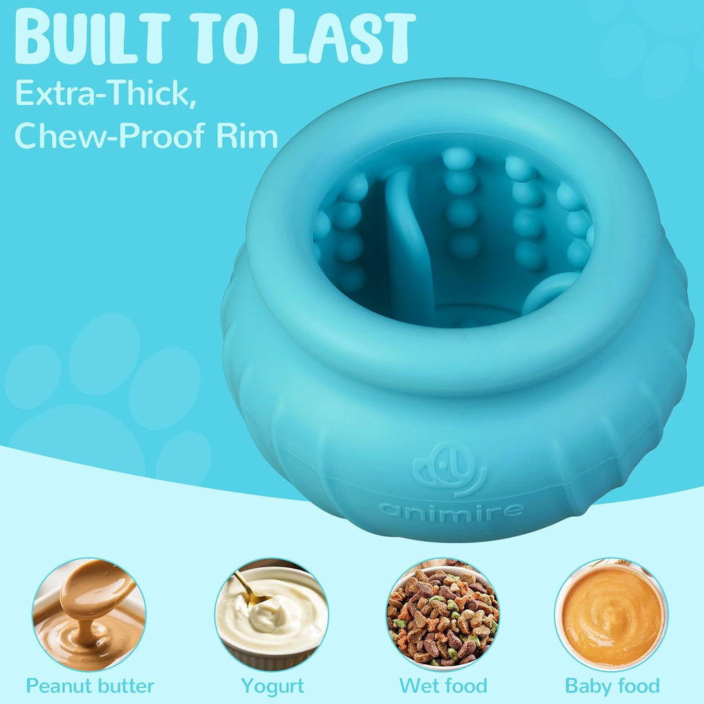 Wobbly Dog Enrichment Lick Toy, Stuffable Frozen Lick Bowl to Keep Dogs Busy, Long-Lasting Interactive Treat Dispensing Dog Toy, Silicone Fetch Catch Chew Toy(Teal,L)