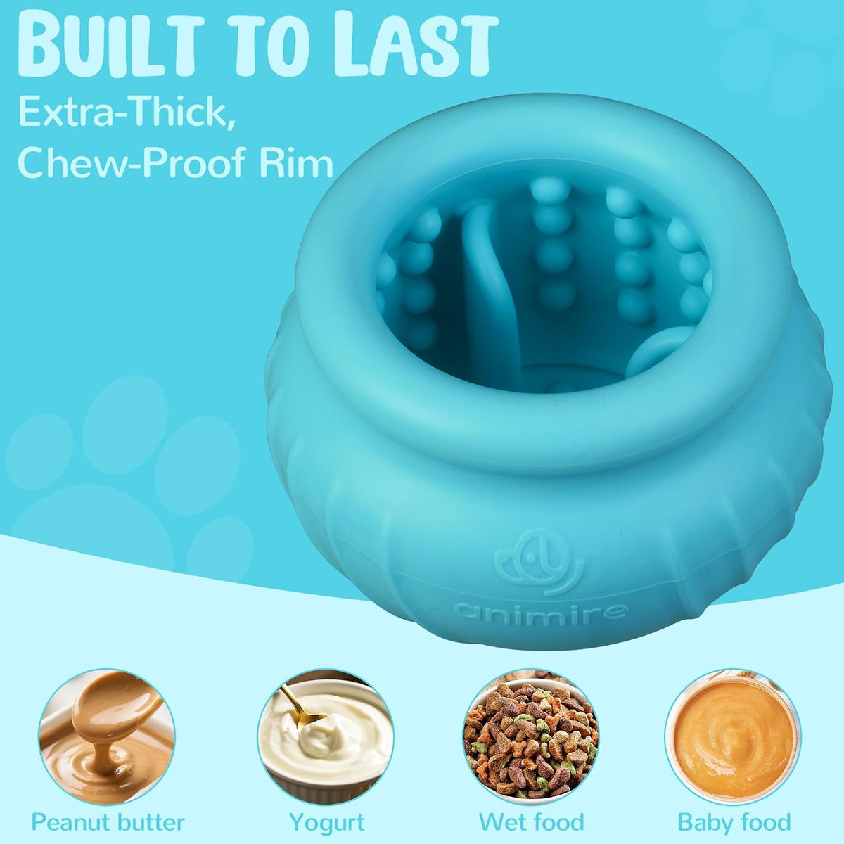Wobbly Dog Enrichment Lick Toy, Stuffable Frozen Lick Bowl to Keep Dogs Busy, Long-Lasting Interactive Treat Dispensing Dog Toy, Silicone Fetch Catch Chew Toy(Teal,L)