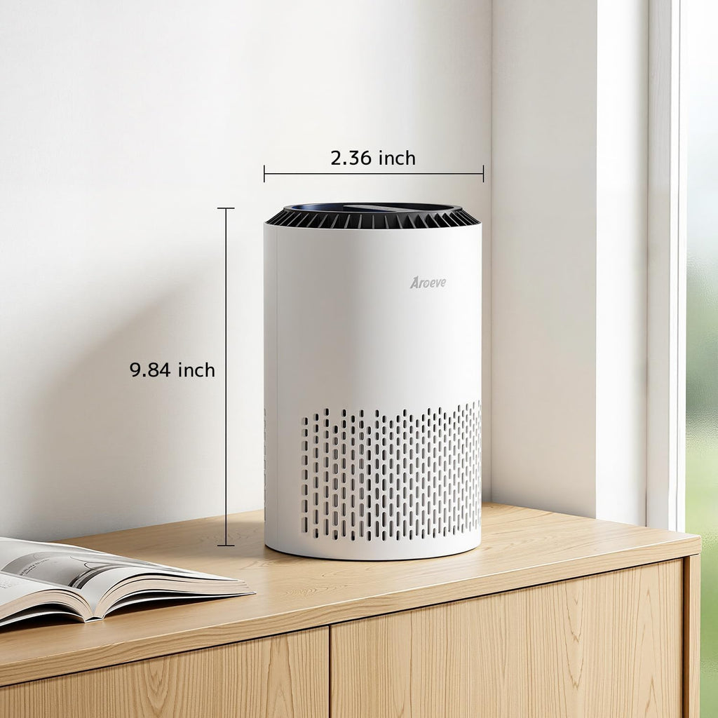 AROEVE Air Purifiers for Bedroom Home, Air Purifier For Smoke Pollen Dander Hair Smell Air_Cleaner with Sleep Mode Speed Control For_Bedroom Office, MK01- White(Available-for California) (Pack of 9)