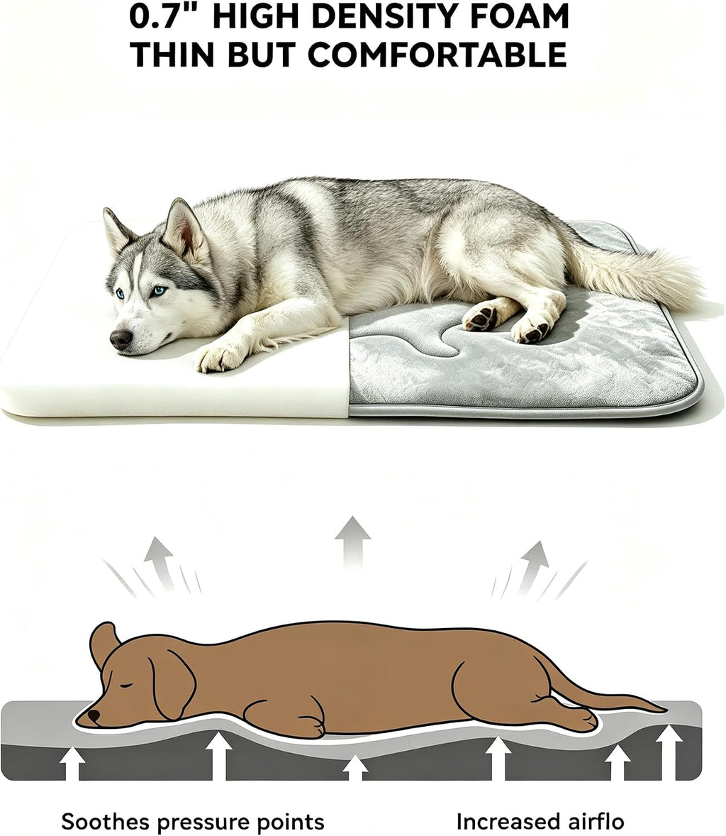 Washable Dog Crate Pad for Small Puppies, Plush Back & Cooling Front Indoor