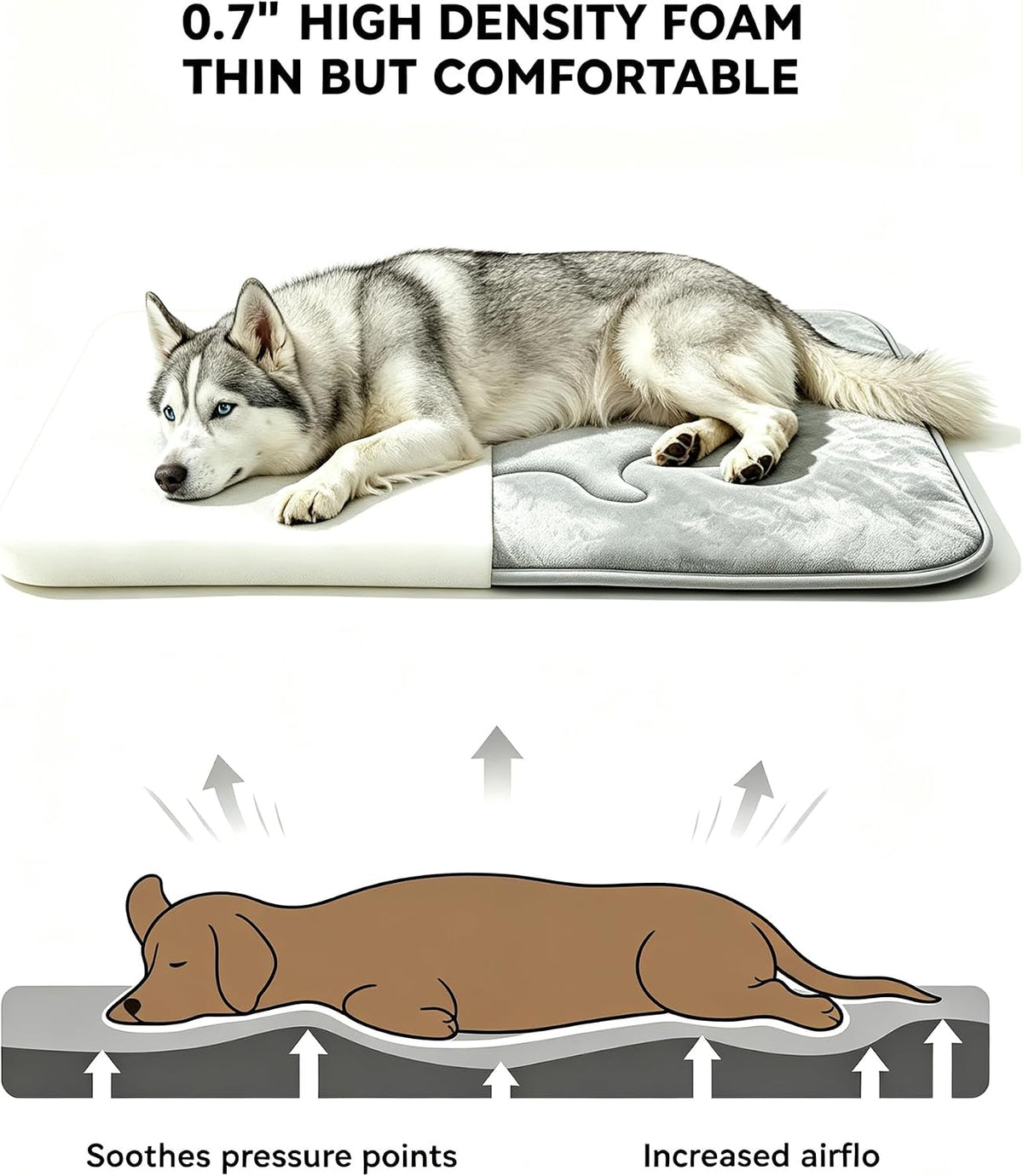 Washable Dog Crate Pad for Small Puppies, Plush Back & Cooling Front Indoor