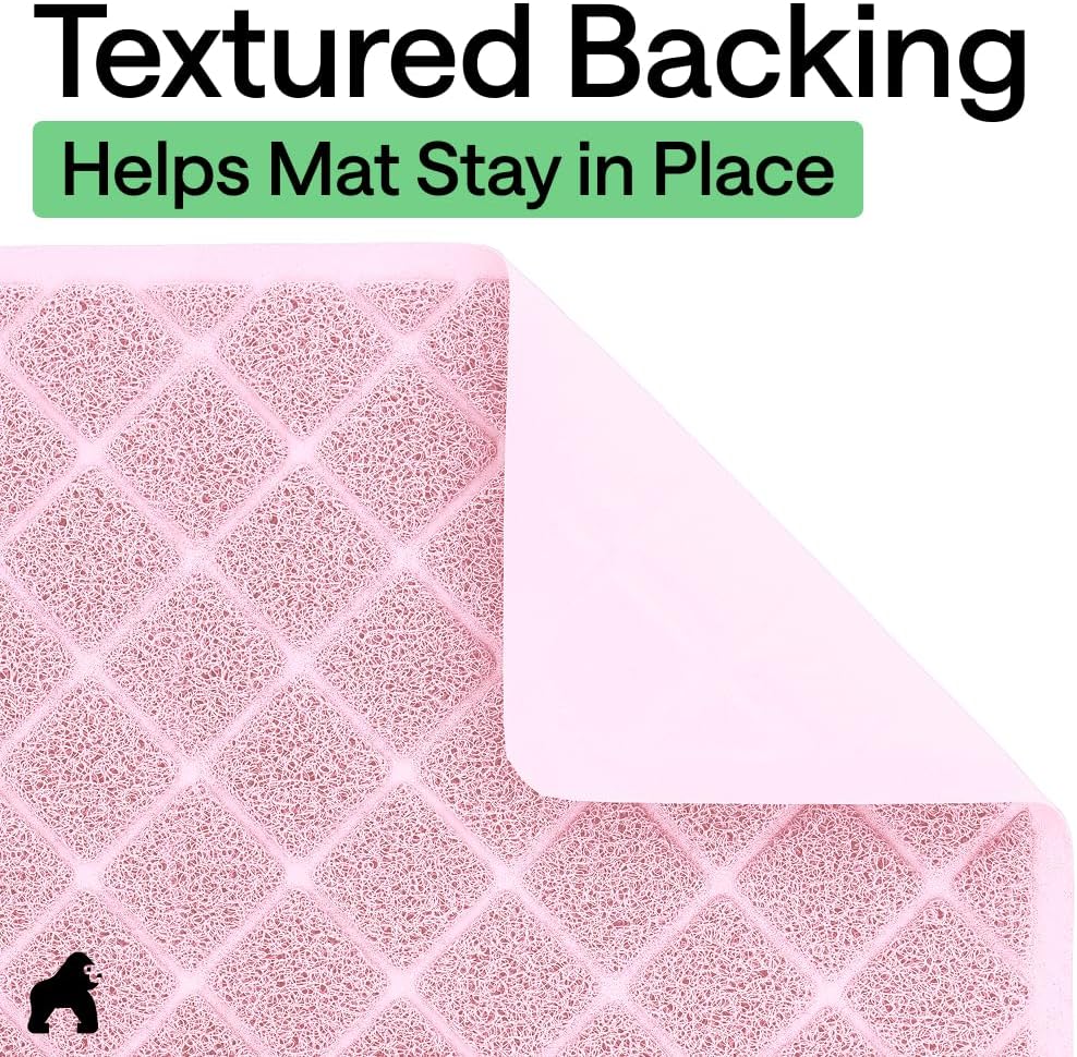 GORILLA GRIP Cat Litter Mat, Coiled Mesh Trapping Mats 47x35 Light Pink