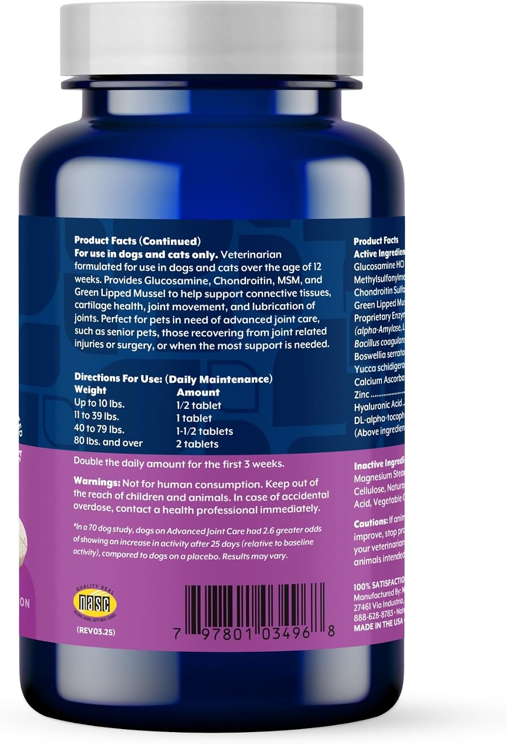 NaturVet ArthriSoothe-Gold Level 3, MSM and Glucosamine for Dogs and Cats