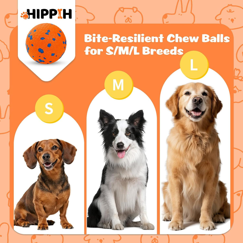 HIPPIH Dog Balls Tennis Balls, Dog Chew Toys for Aggressive Chewers ETPU | 3PCS Interactive Puppy Toys for Teething, 3'' Fetch Ball Water Toy for Small/Medium Breed,High Bouncy & Floating Dog Pool Toy