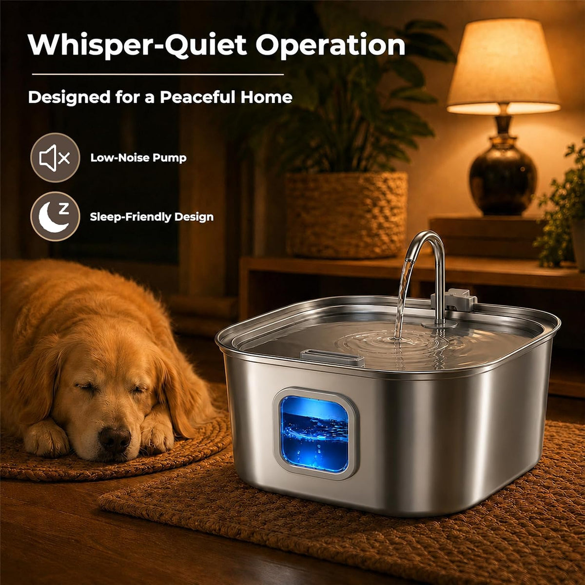 Dog Water Fountain for Large Dogs, 8L/270oz Stainless Steel Dog Bowl