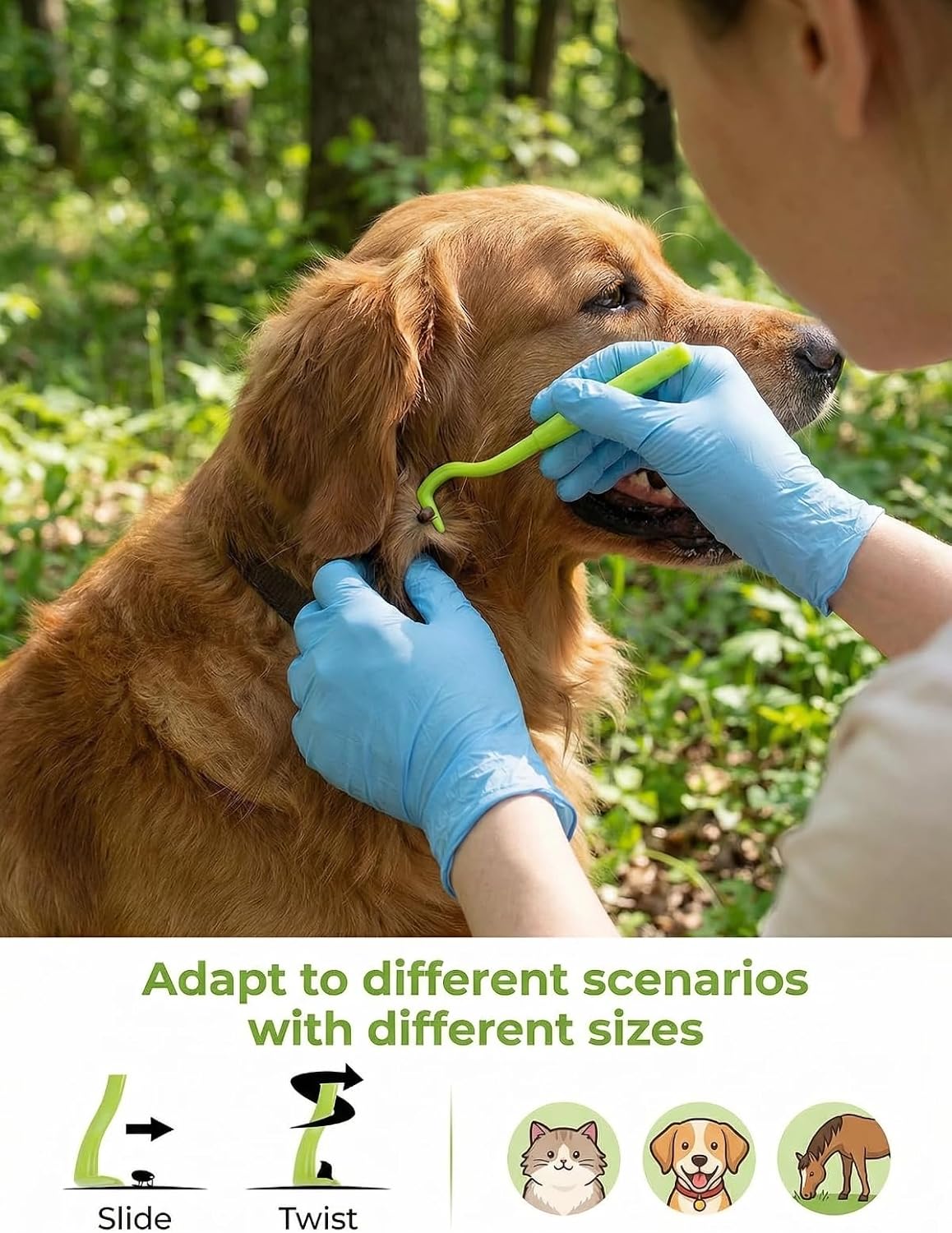 Tick Removal Tool 6 in 1, Pet Tick Remover Kit Twister for Dog, Cat (Green)
