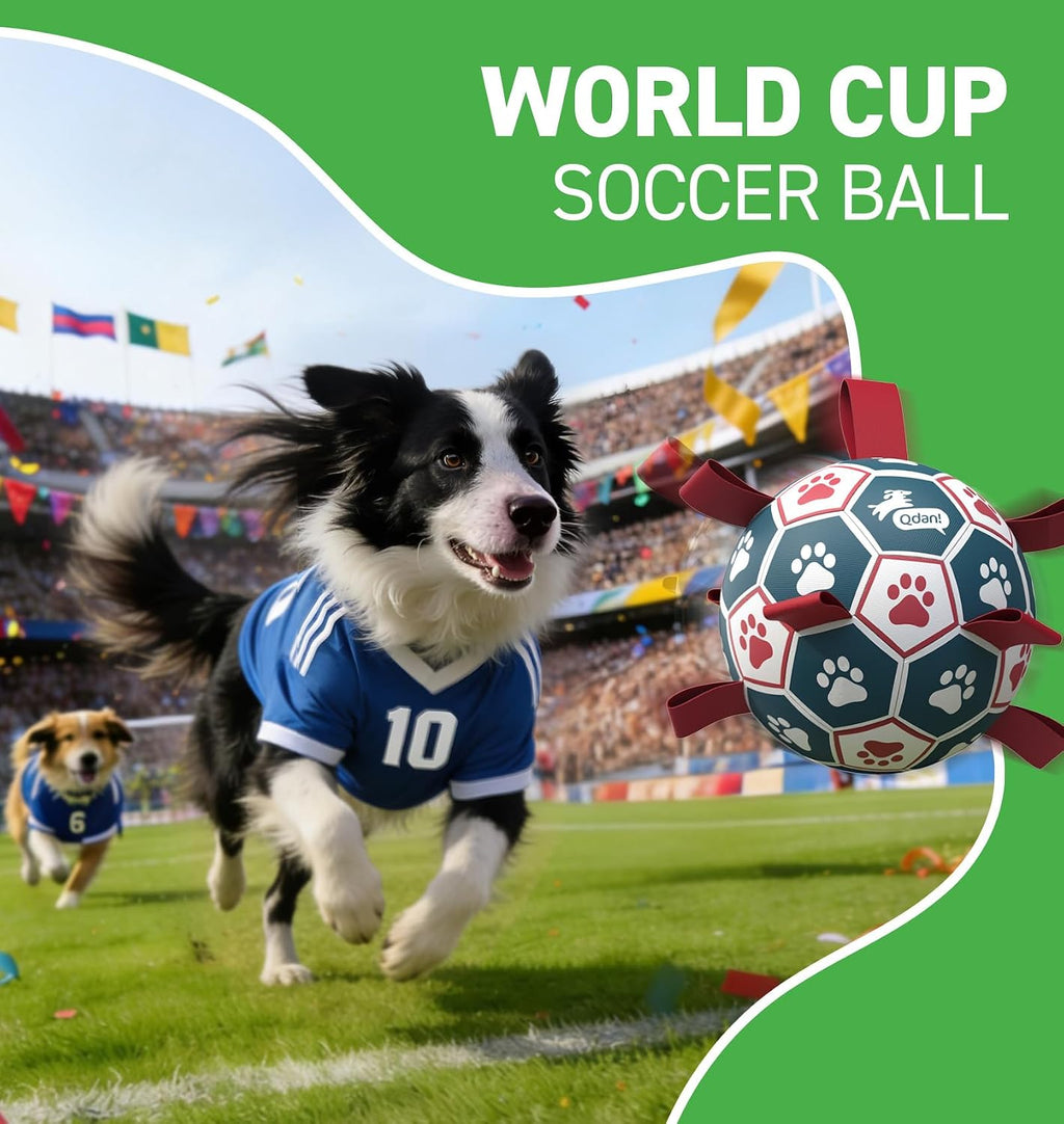 QDAN Dog Balls, 6 Inch Dog Soccer Ball with Straps, Herding Balls for Dogs | Outdoor Dog Toys Balls for 20-40 lb dogs, Puppy Ball to Keep Them Busy, Dog Pool Water Play Toy, Puppy Birthday Gifts