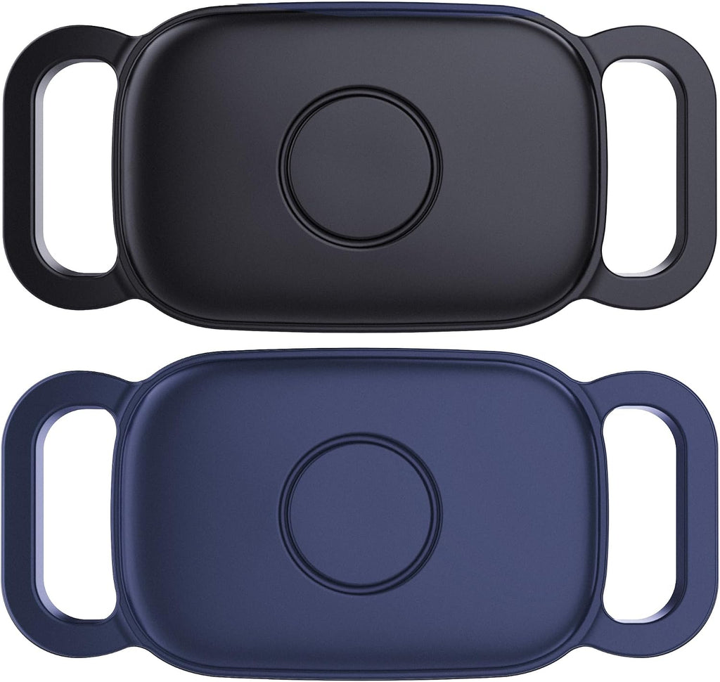 2-Pack Waterproof Dog Collar Holder for Tile Life360 Pro Tracker–NOT for Tile Mate/Sticker, Silicone Cover for Tile Tracker Case Pet Collar, Shockproof and Scratch-Resistant, Lightweight,Black+Blue