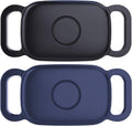 2-Pack Waterproof Dog Collar Holder for Tile Life360 Pro Tracker–NOT for Tile Mate/Sticker, Silicone Cover for Tile Tracker Case Pet Collar, Shockproof and Scratch-Resistant, Lightweight,Black+Blue