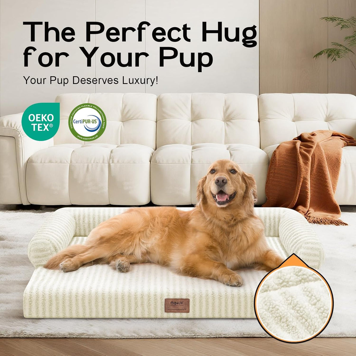 MEKIY Orthopedic XL Dog Bed with Bolster for Extra Large Size Dogs
