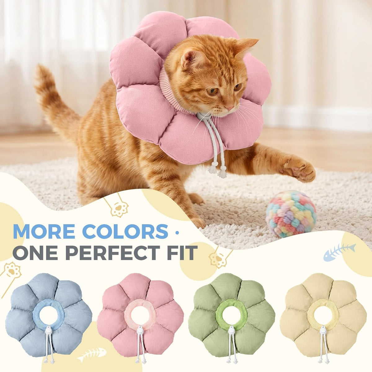 Avont Soft Cat Cone M Softpink Post-Surgery Anti-Lick Adjustable