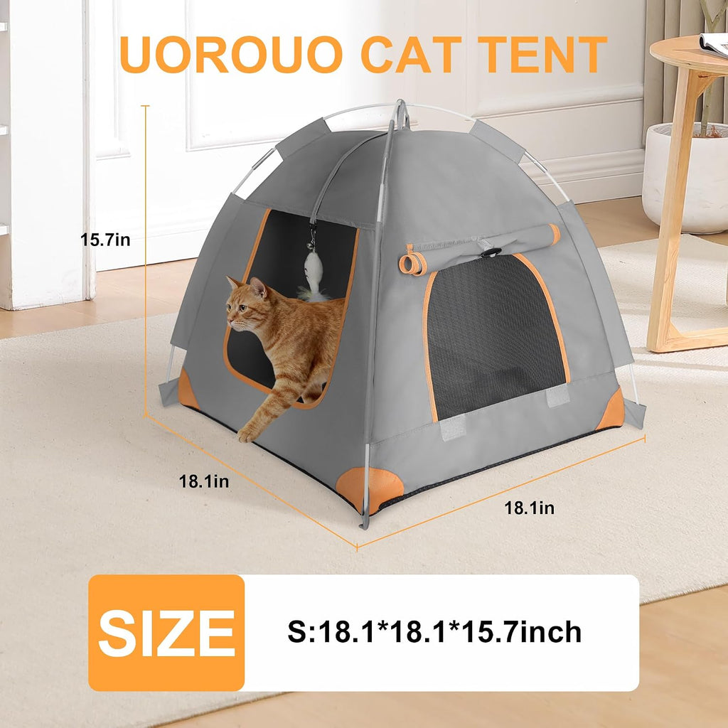Indoor Cat Tent with Soft Cushion, Foldable Cat House for Indoor Cats