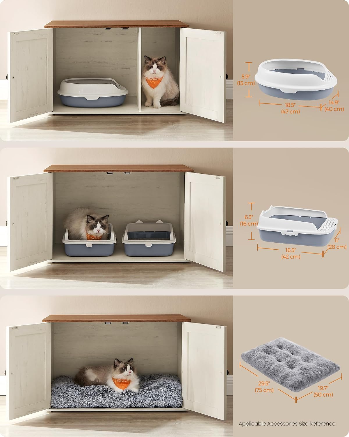 Feandrea Cat Litter Box Enclosure, End Table, 31.5 x 20.9 x 19.7 Inches