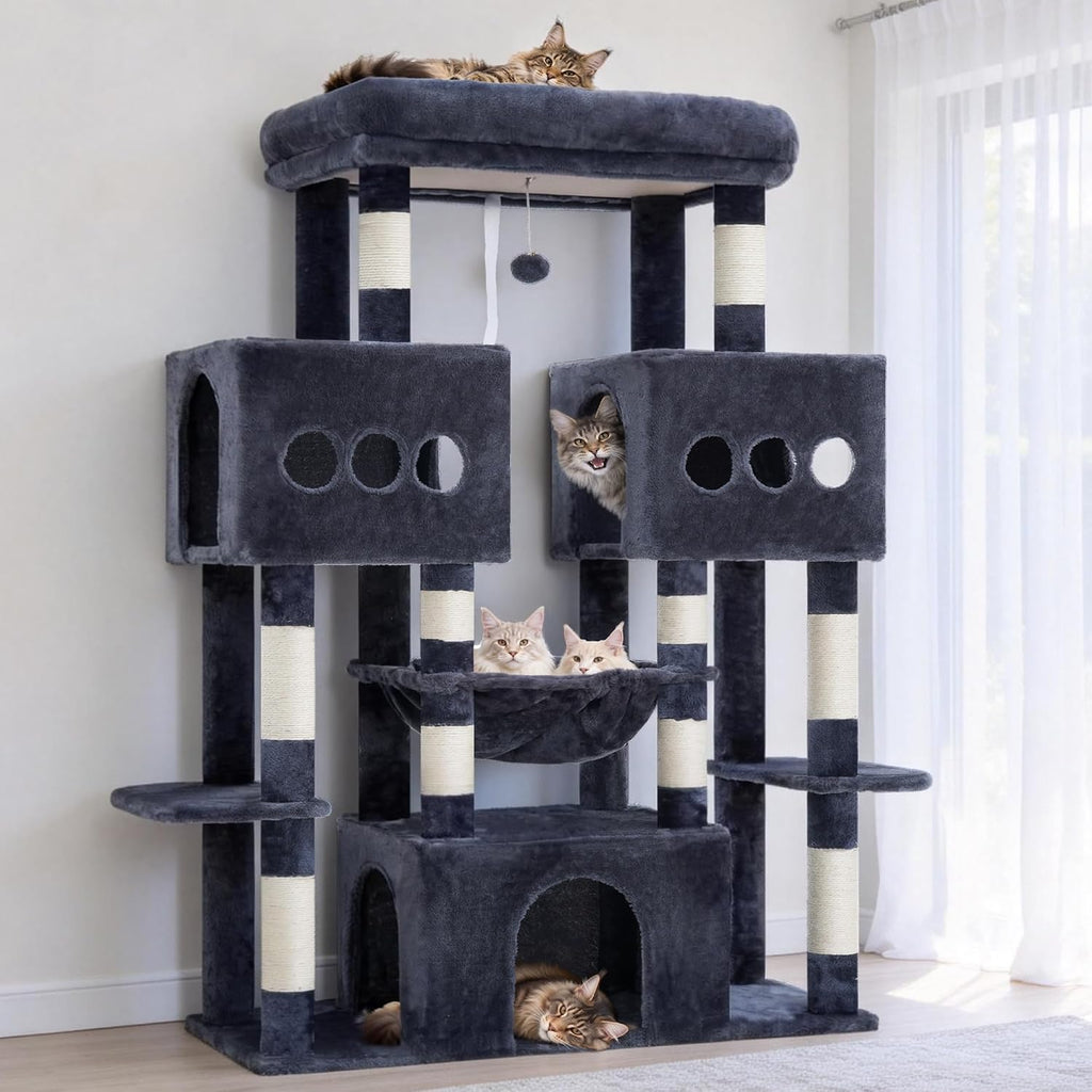 Hey-brother Cat Tree Tower with Sturdy Wide Base, Large Platforms, MPJ083G