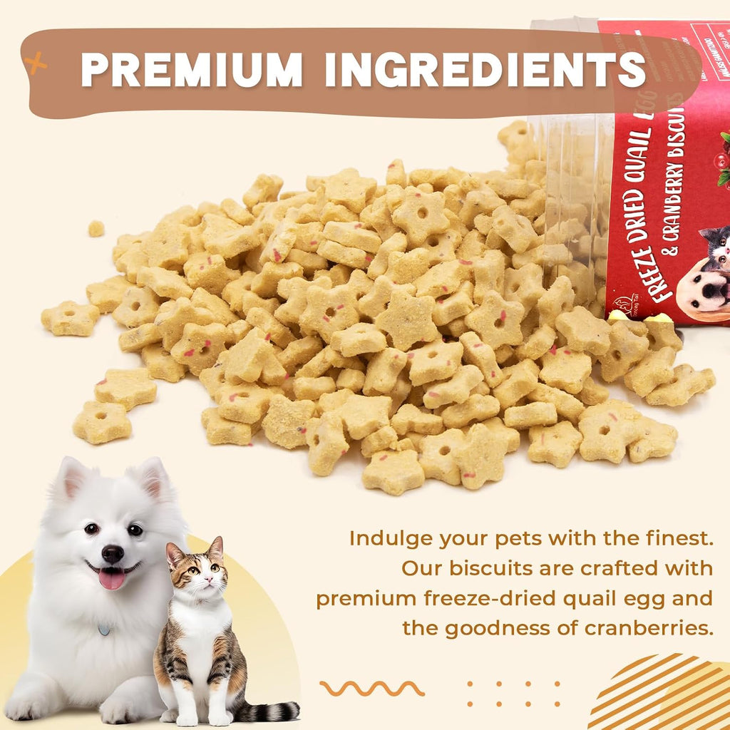 Freeze Dried Quail Egg Yolk & Cranberry Cube Cat & Dog Treats Biscuits