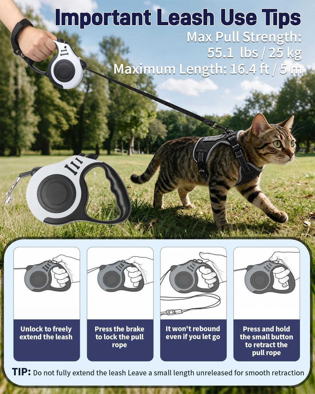 Escape Resistant Cat Harness and Leash Set with Pocket