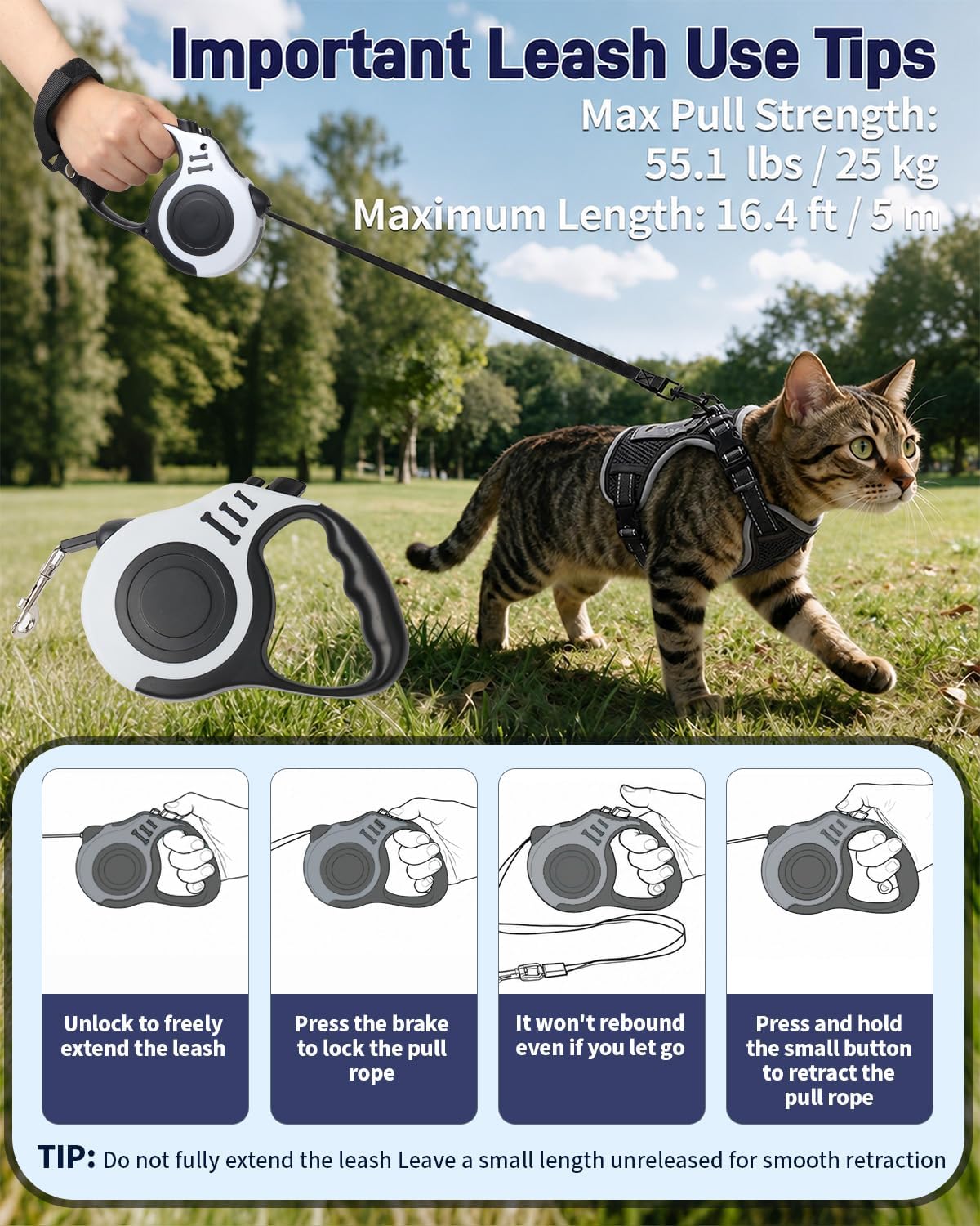 Escape Resistant Cat Harness and Leash Set with Pocket