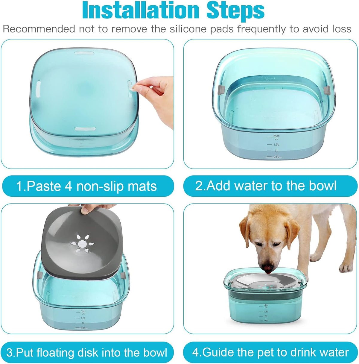 UPSKY 70oz Dog Water Bowl, No Spill Slow Drinking Feeder for Messy Drinker | Large Capacity, Spill Proof, Prevent Pet Prevents Choking, Anti-Slip, Visible Water Level, Suitable for Travel and Car Trips