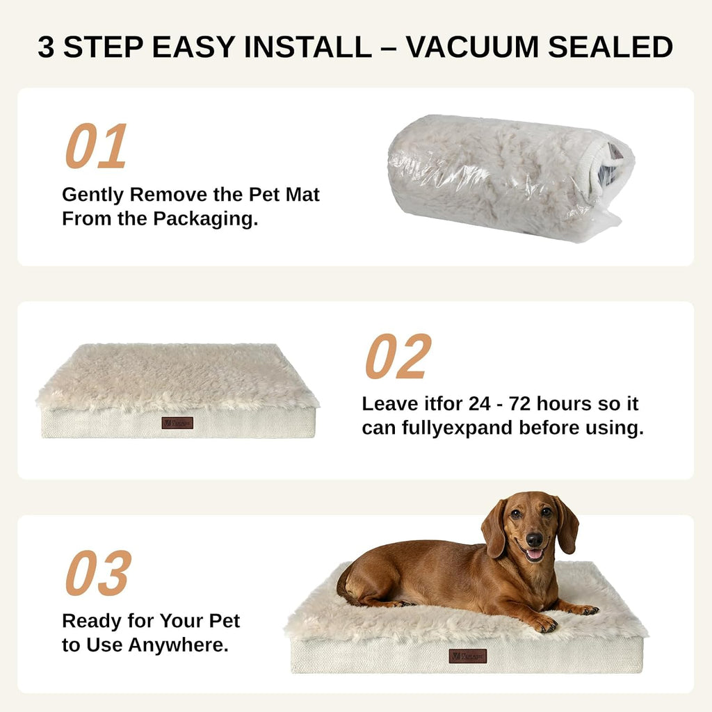 Orthopedic Dog Bed for Small Dogs, Egg Crate Foam, Non-Slip Bottom,Beige