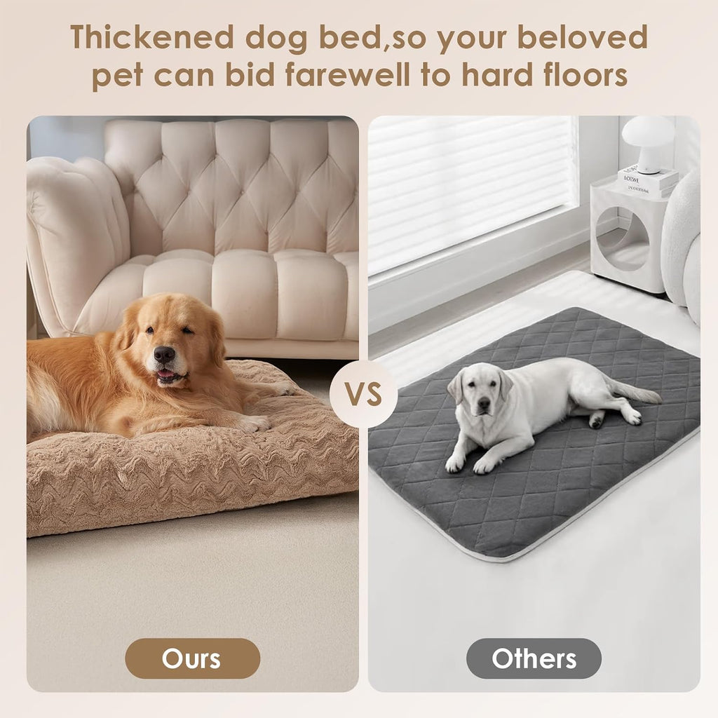 EHEYCIGA Washable Large Dog Bed for Crate, 35x23 Inch Pet Bed, Camel