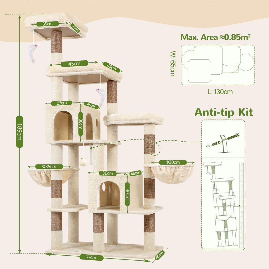 Globlazer 74in Large Sturdy Cat Tree for Large Cats, F74F, Beige