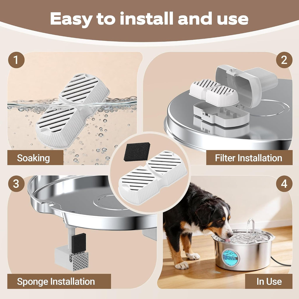 GROOKPET Pet Fountain Filter Replacement: 16 Dog Water Fountain Filters