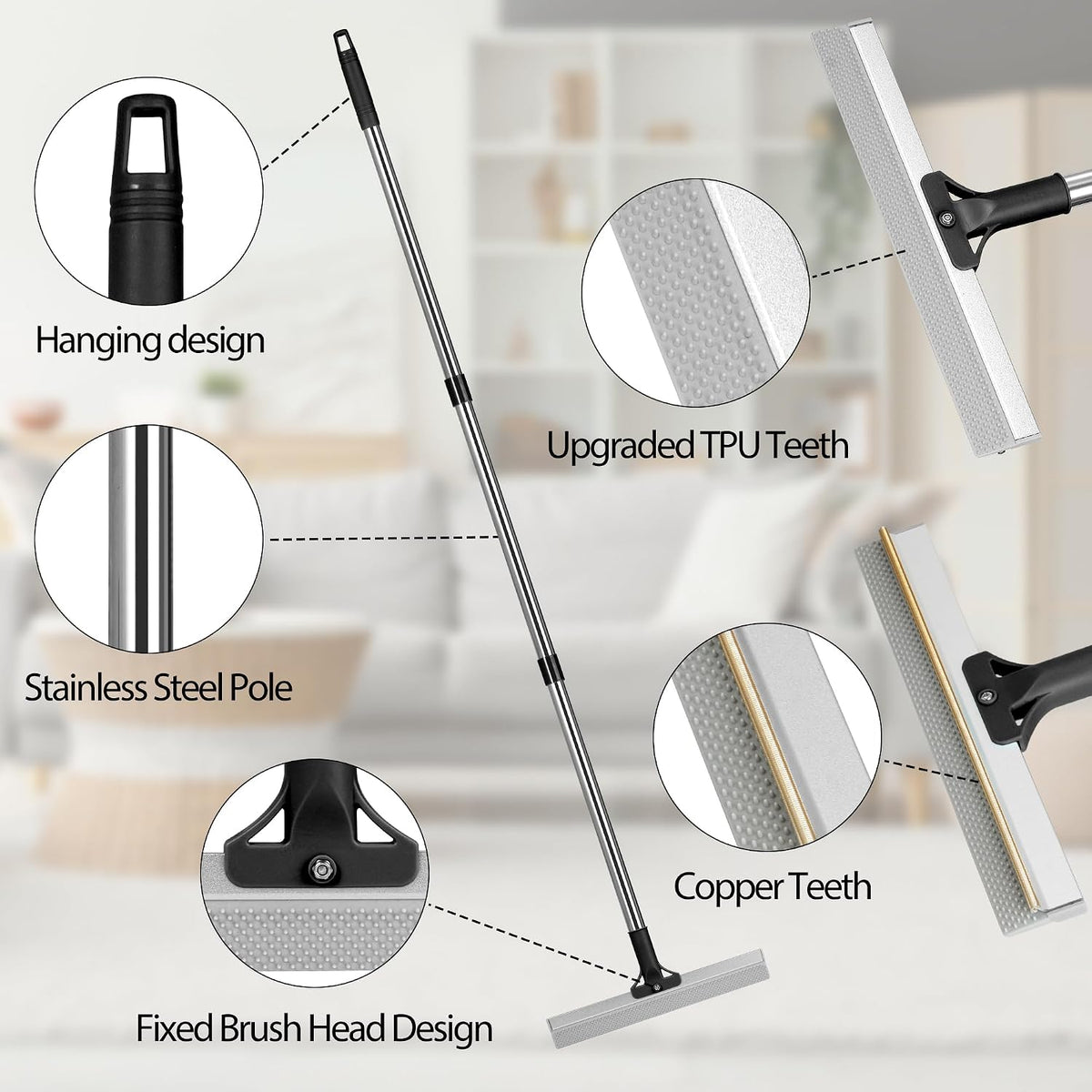 Carpet Rake for Pet Hair Removal Tool,Reusable Hair Remover Broom