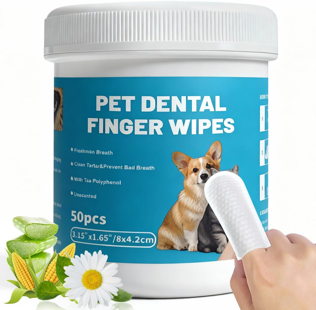 Pet Teeth Cleaning Finger Wipes for Cats and Dogs,Unscented Tartar