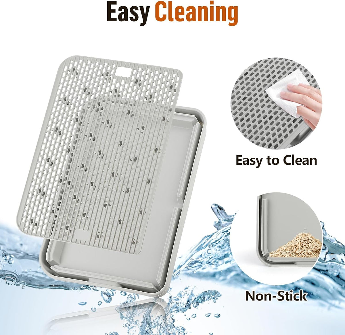 Cat Litter Box Step, Large Cat Litter Ramp with Filter Function, Light Grey