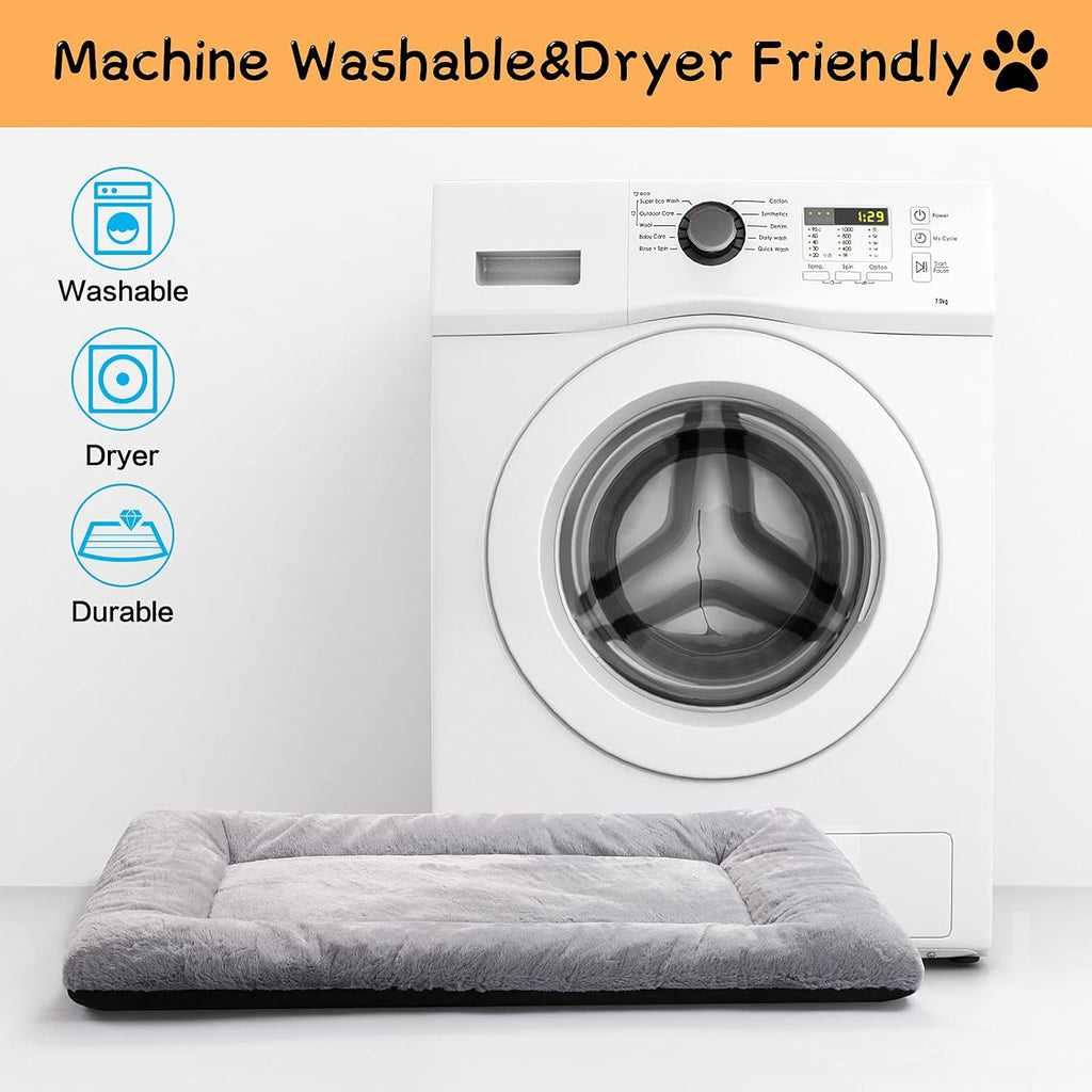 Dog Crate Pad Washable Dog Bed for Crate Extra Large Cozy Mat 48-Inch Gray