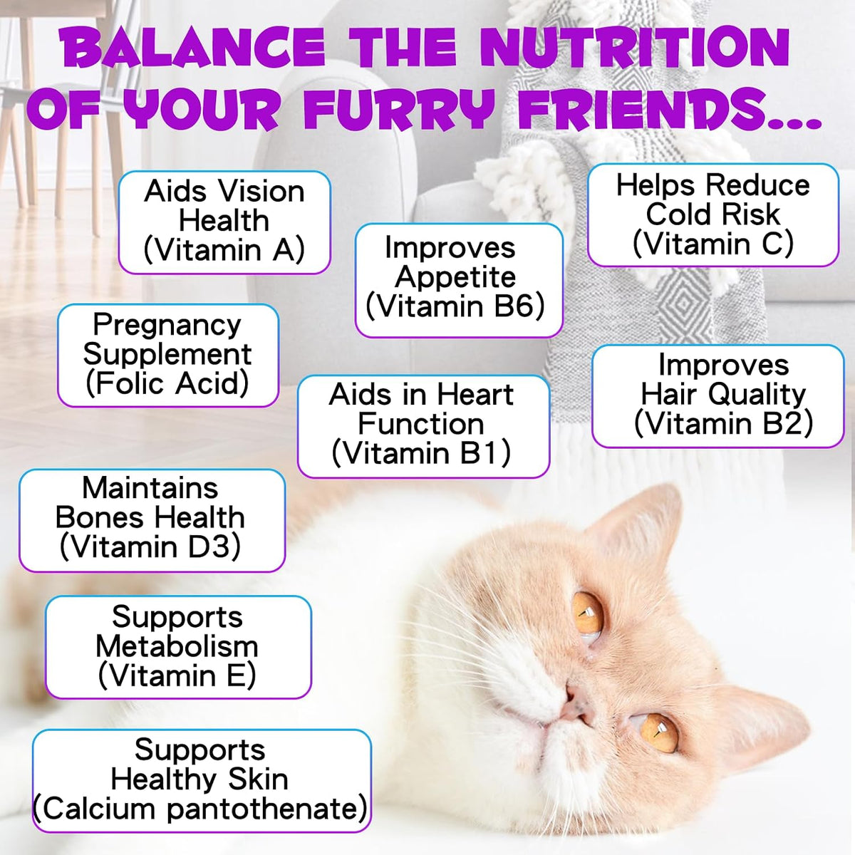 VOSIFSDIY Cat Multivitamin,15 in 1 Cat Vitamins Liquid Drops Supplements for Heart Health, Bones, Joint, Skin & Coat, Bladder, Immune System Support 60ml-2pcs