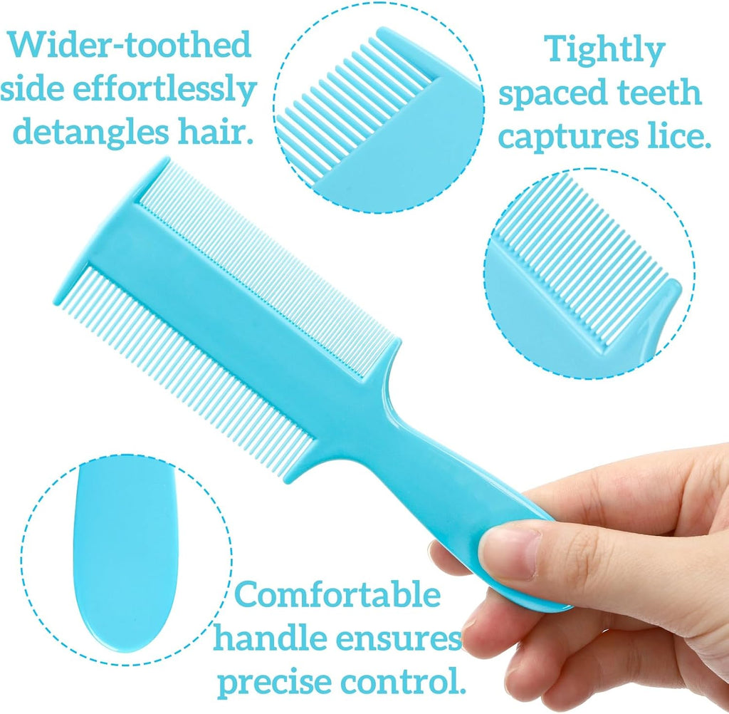 Pumtus 120 Pack Double Sided Fine Tooth Comb, 6 Color Plastic Pet Flea Tick Combs with Handle, Cat Dog Lice Treatment Comb, Hair Dandruff Removal Grooming Tool for Small Pet, Baby, Adult
