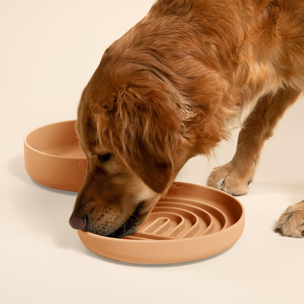 Slow Feeder Dog Bowl - Silicone Dog Bowl, Large, 9.5" x 1.5" - Terracota