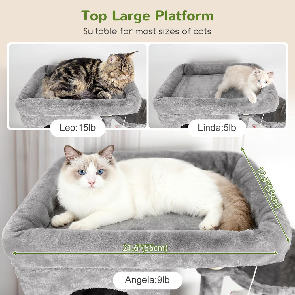 Globlazer Large Cat Tree, 80in Tall Climbing Tower, F80F, Light Grey