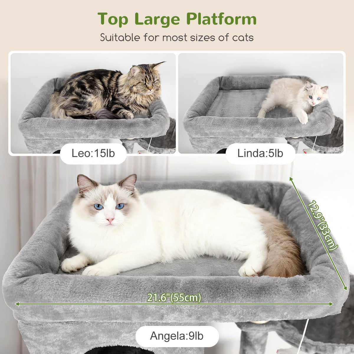Globlazer Large Cat Tree, 80in Tall Climbing Tower, F80F, Light Grey