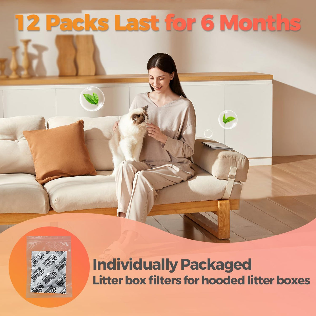 12 Packs Cat Litter Box Deodorizer Refills Compatible with Whisker OdorTrap Pod Accessories Filter, Eliminates Odors, Activated Charcoal Odor Absorber (Unscented)