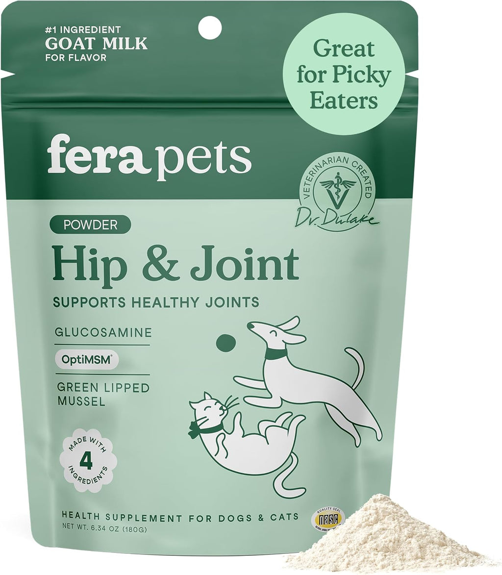 Fera Pets Cat & Dog Joint Supplement - Goat Milk Powder Topper, 60 TSP