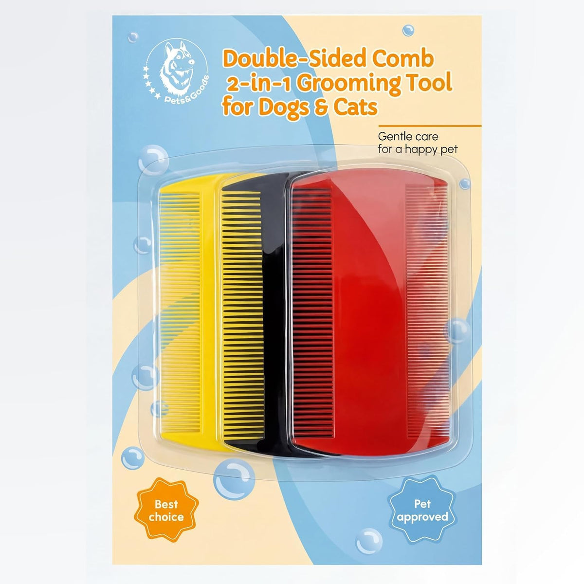 Pets&Goods Tear Stain & Flea Remover Comb Set for Dogs & Cats – Stainless Steel Eye Grooming Tool for Stains, Crust & Mucus – Gentle, Safe, Reusable – Pack of 2 (Mix)