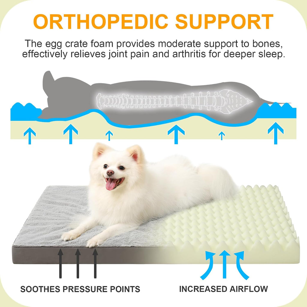 KSIIA Orthopedic Dog Bed for Small Dogs with Waterproof Lining, Grey, 23x17