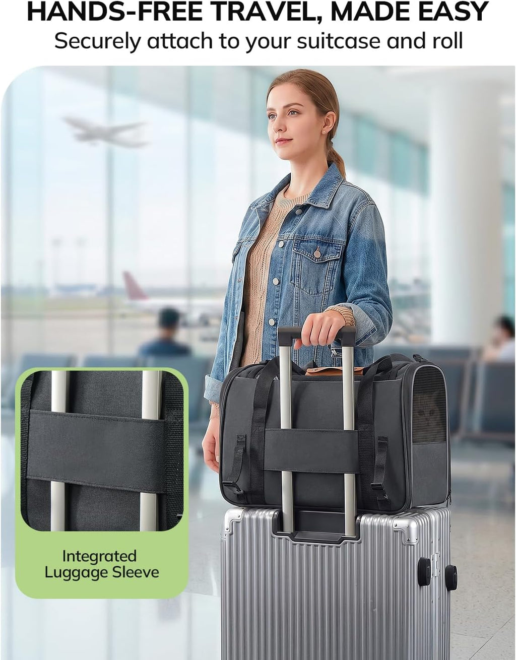 Morpilot Airline Approved Cat Carrier for Pets up to 15lbs,16.5" x11" x11"