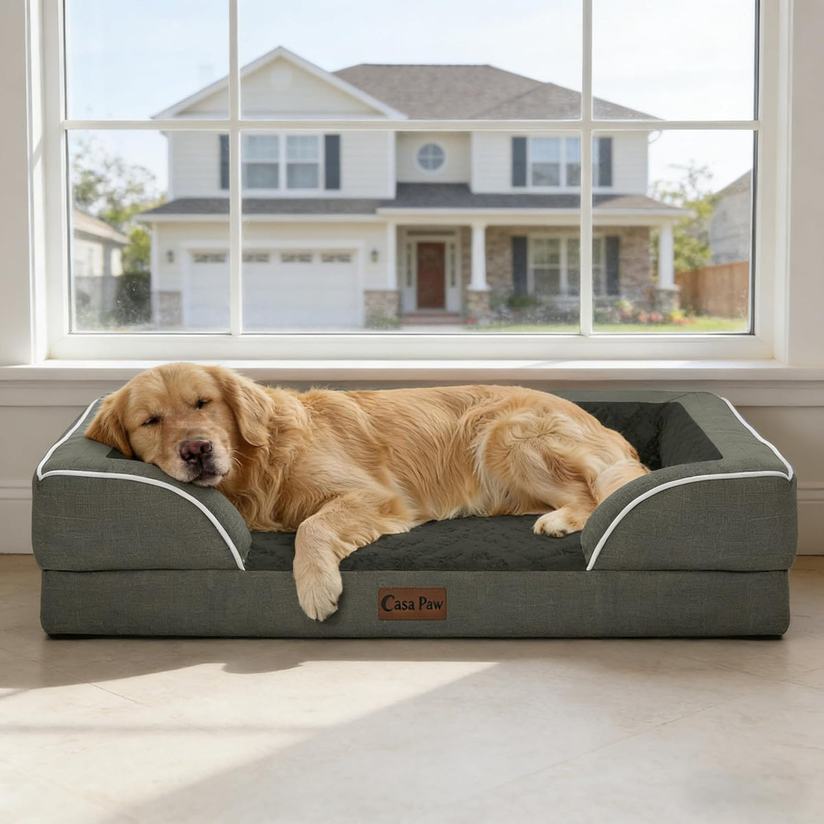 Orthopedic Dog Bed for Extra Large Dogs, 53x42in, Dark Green
