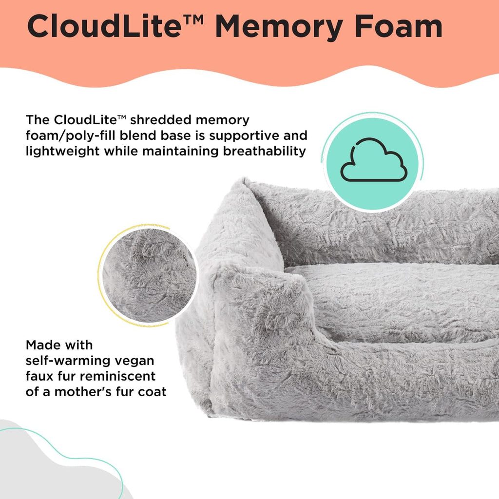 Best Friends by Sheri Lounge Dog Bed, Lux Faux Fur, Gray, 36" x 27"