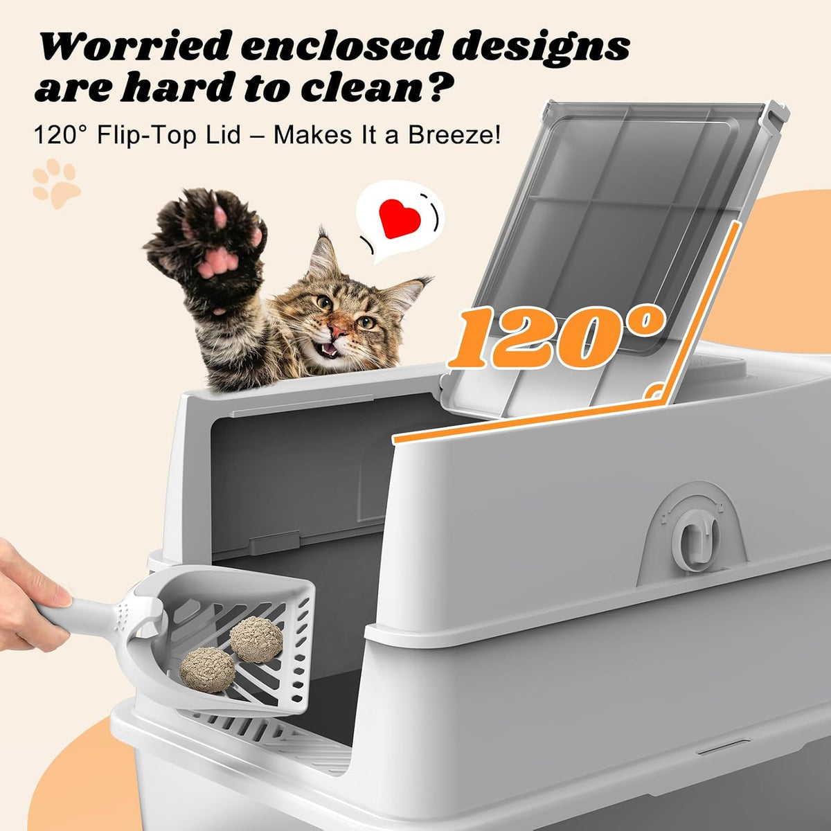 Stainless Steel Litter Box with Lid | Extra Large Enclosed Cat Litter Box | High Sided Metal Litter Boxes for Big Cats | 100% Anti-Urine Leakage | Odor‑Resistant | Non-Stick with Litter Scoop Set & Mat