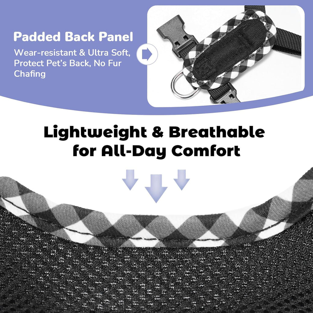 ABRRLO Cute Puppy Harness and Leash Set for Small Dogs Cats Boys,Black M