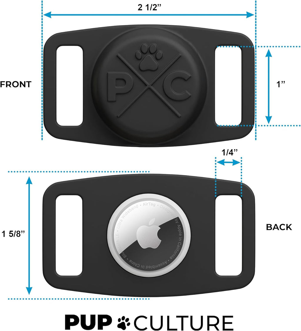 Pup Culture AirTag Dog Collar | Durable & Protective Holder - Track Your Pet Using Apple Technology - for Dogs and Cats