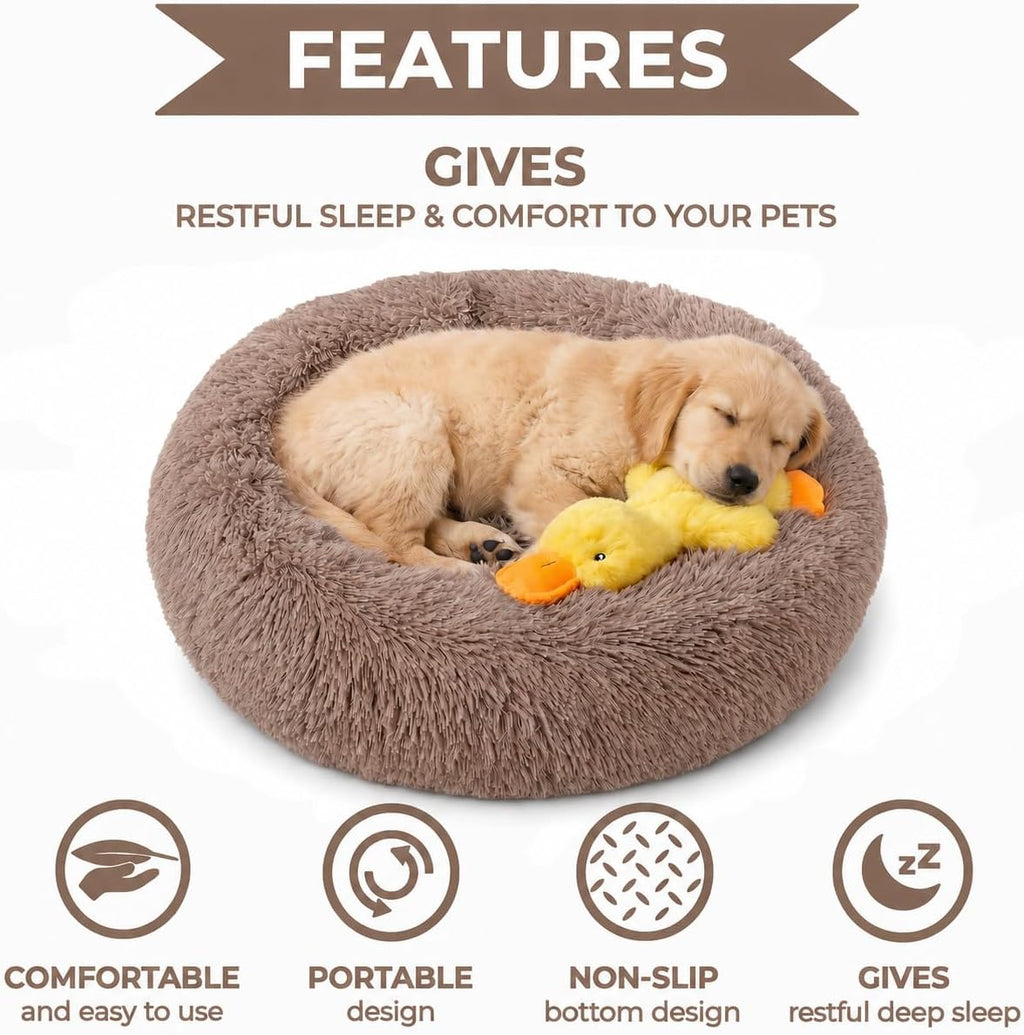 Whiskers & Friends Puppy Bed Washable, Calming Donut Dog Beds Small Dogs