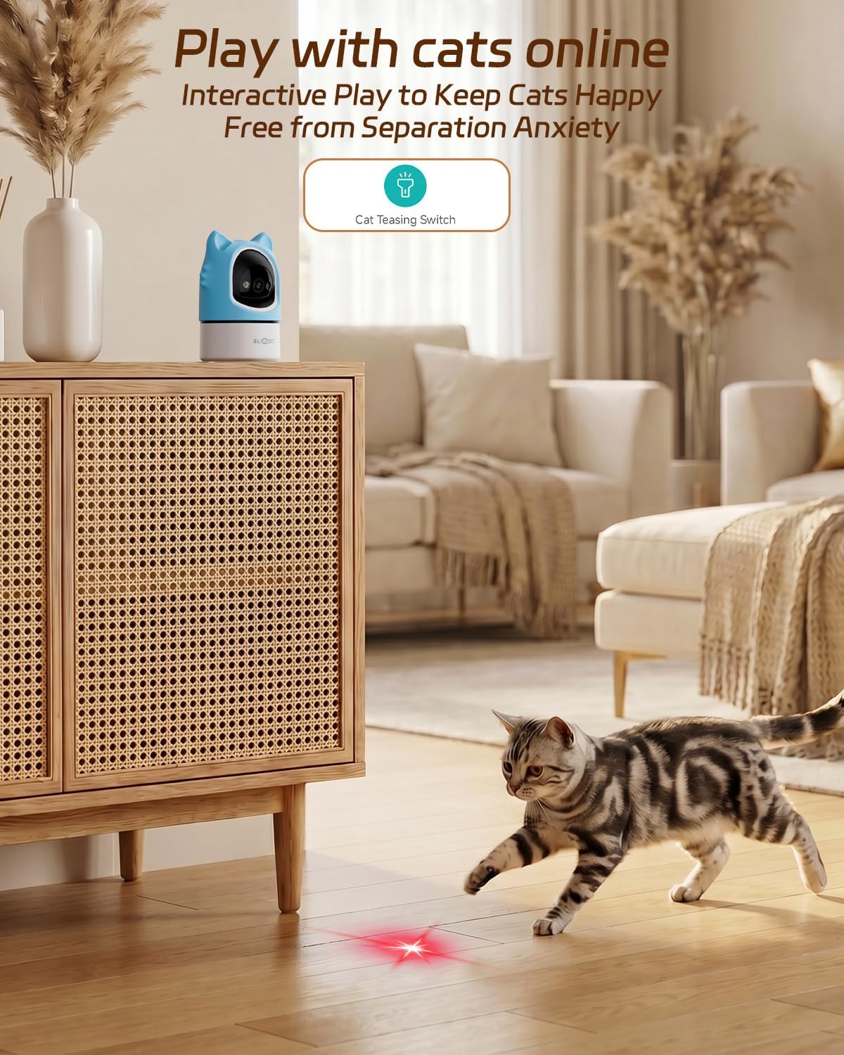 ALIOBC Pet Camera with Phone App Laser Toy 2K Cat Camera no Subscription
