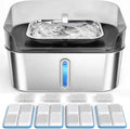 No Spill Dog Water Fountain Stainless Steel, Large 8L/2.1Gal with 4 Filters