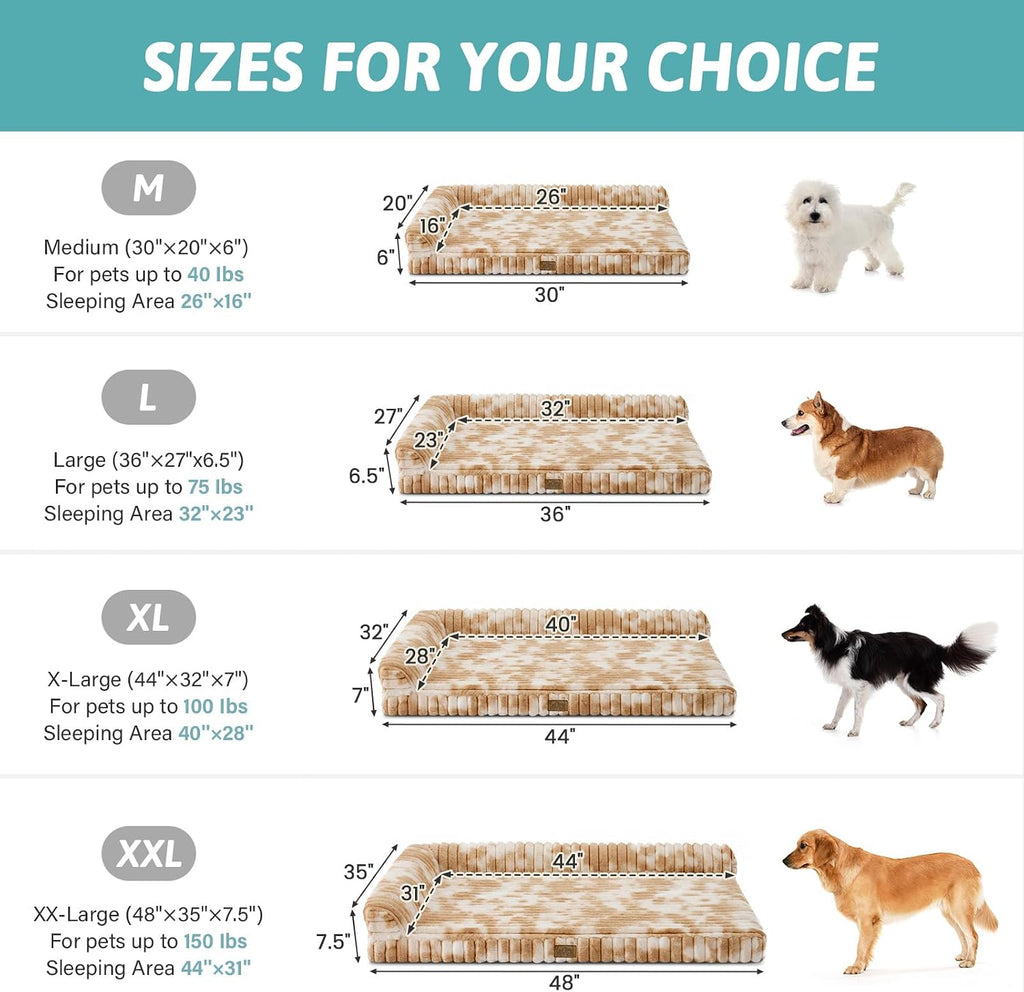 COZY KISS Faux Rabbit Fur Small Dog Bed – 30"x20" Orthopedic Foam Couch with Sides, Removable Washable Cover & Waterproof Lining, Tie-Dye Brown