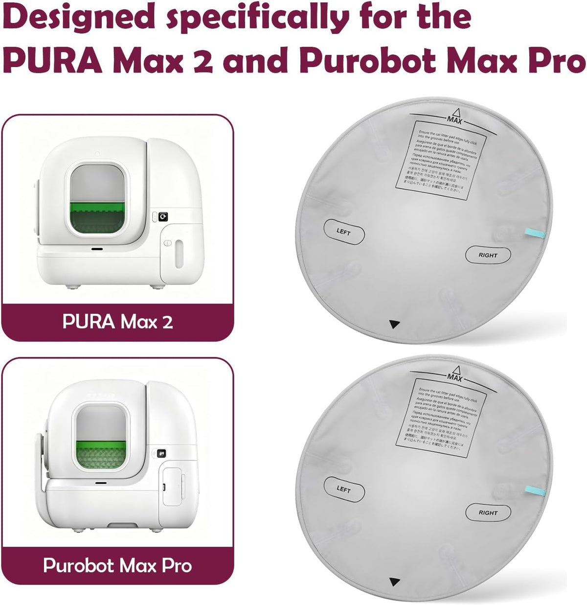 Cat Litter Box Pad for PURA Max 2 and Purobot Max Pro Cat Litter Box 2pcs